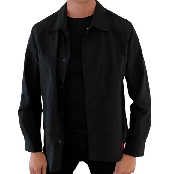 HUGO BOSS | Black Lightweight Nylon Shirt Jacket | Crinkle Texture | Size Small - Picture 1 of 10